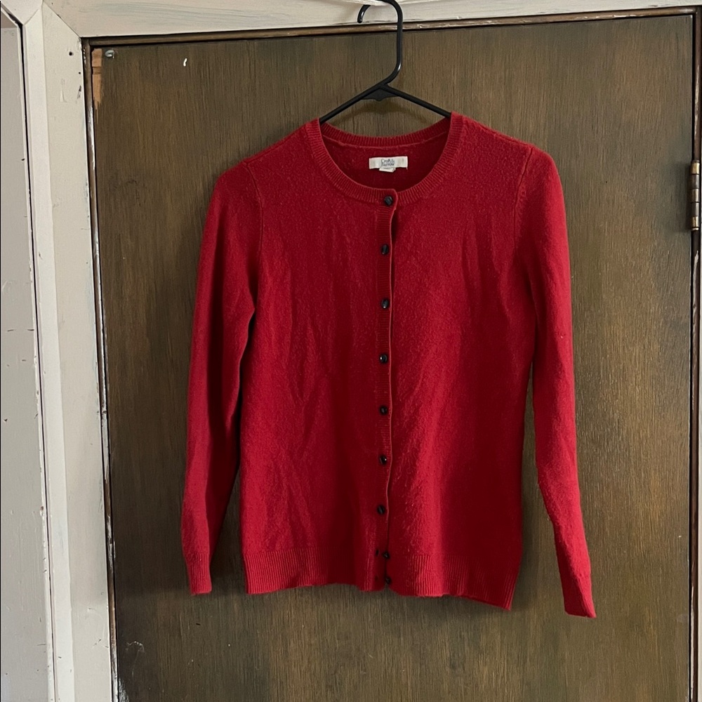 Red Button-Up Women's Cardigan P Extra Small